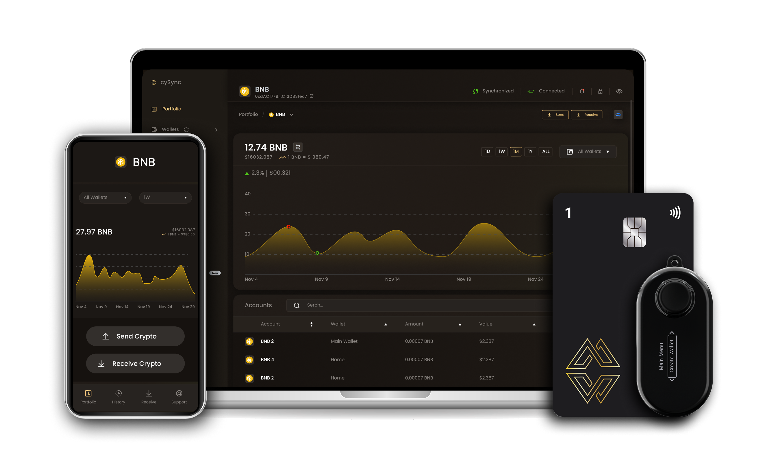 Bnb wallet interface on Cypherock devices