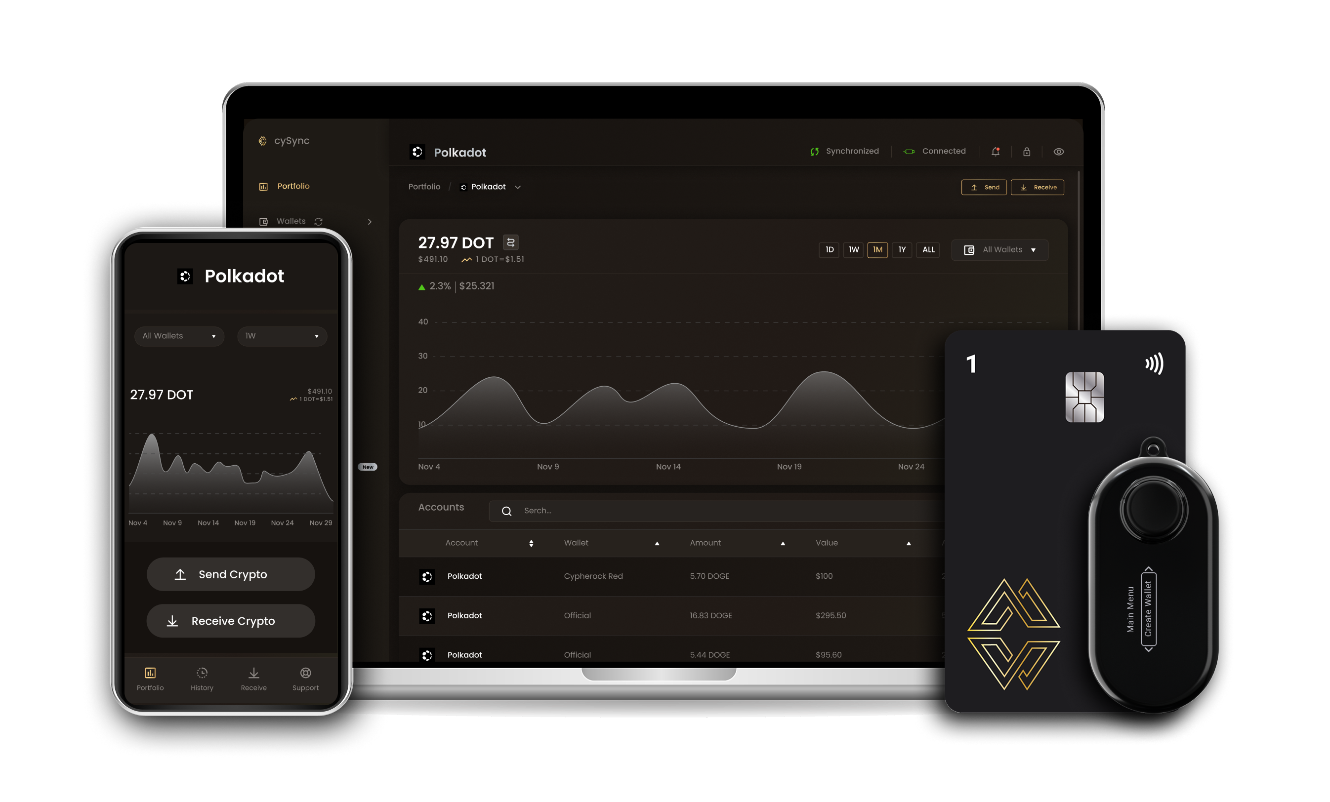 Polkadot wallet interface on Cypherock devices