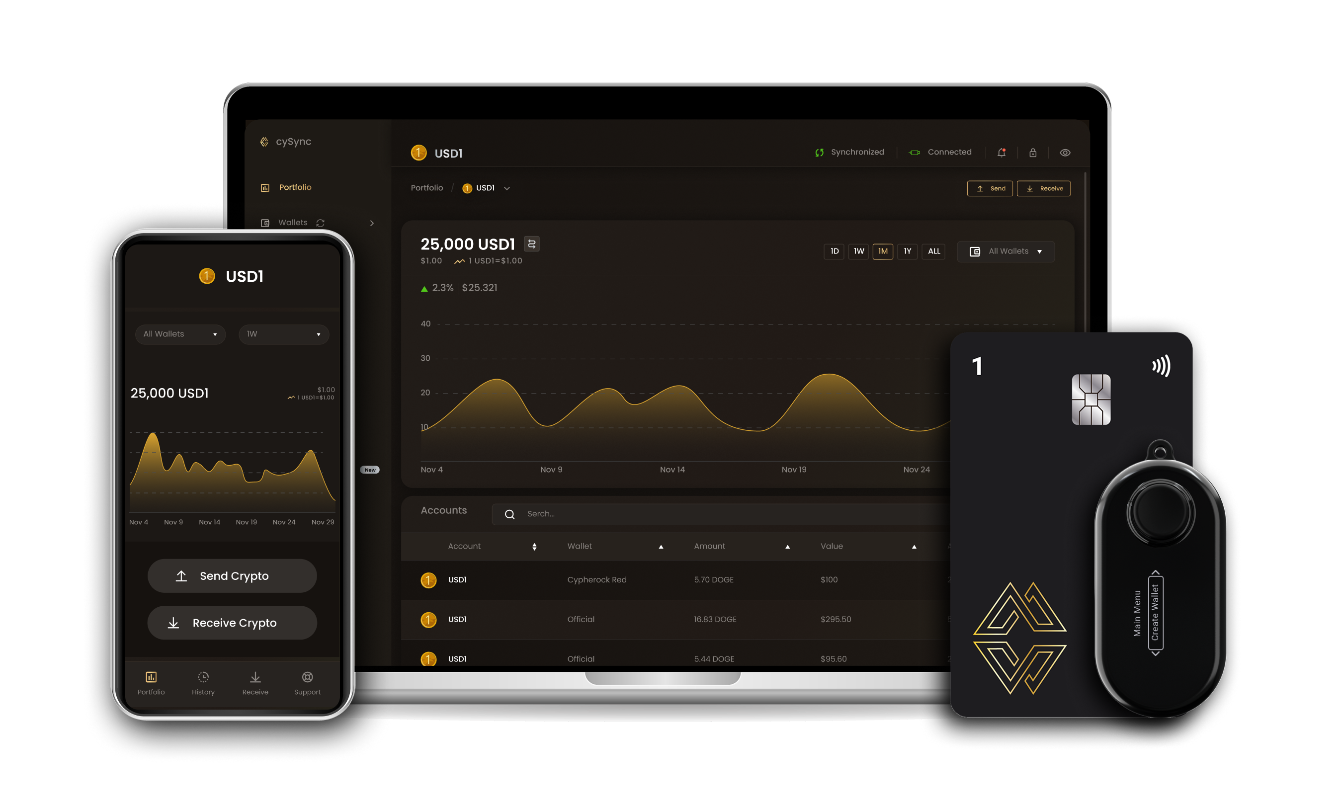 Usd1 wallet interface on Cypherock devices