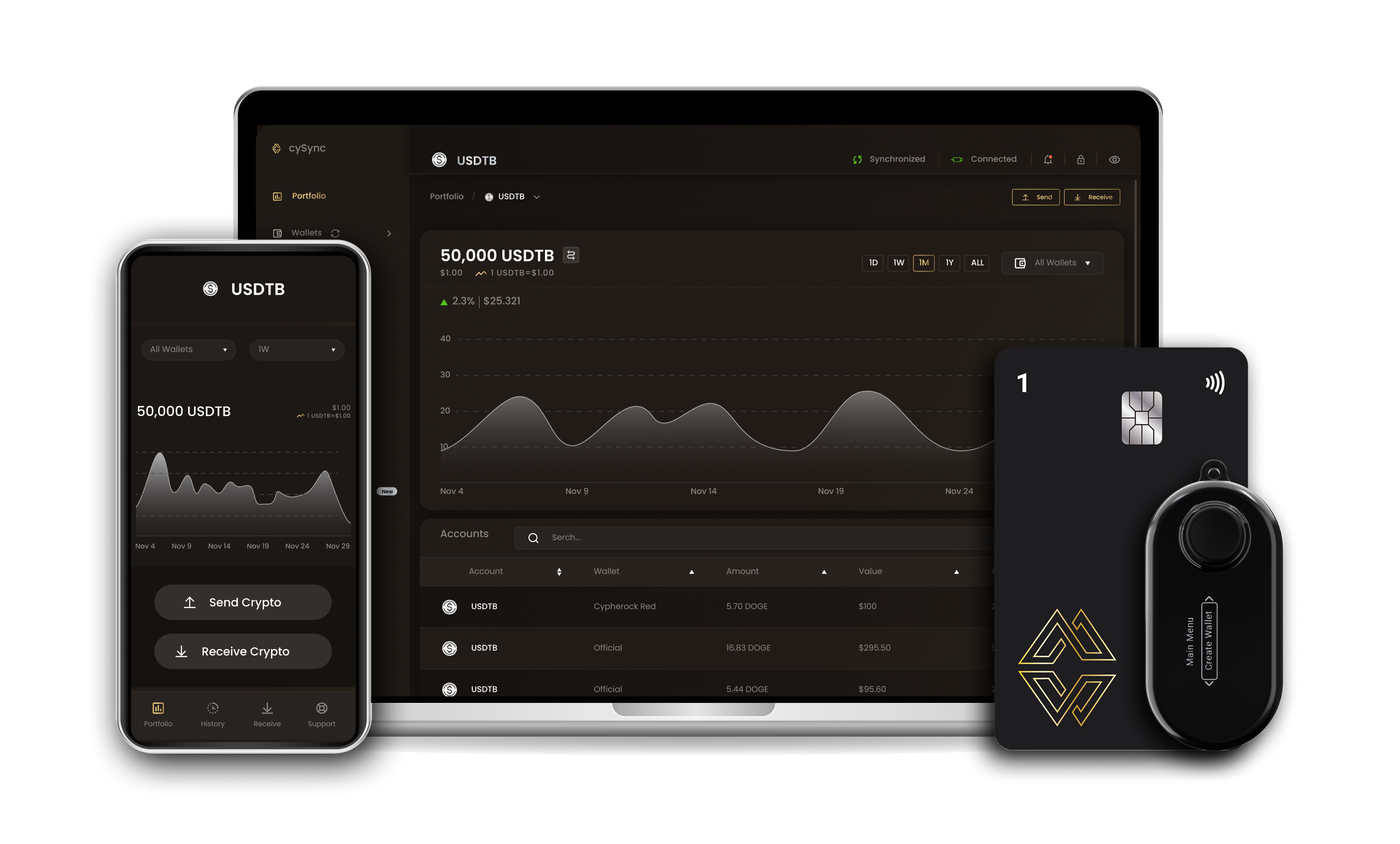 Usdtb wallet interface on Cypherock devices