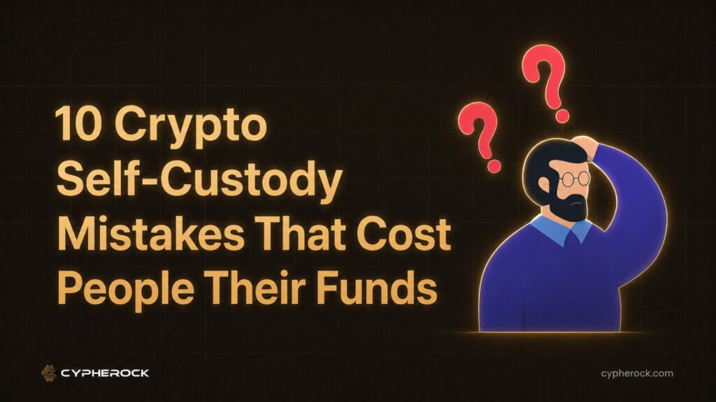 10 crypto self-custody mistakes that cost people their funds; Cypherock illustrated guide