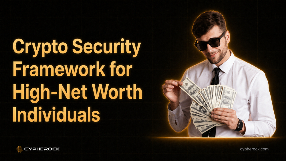 Cypherock crypto security framework for high net worth individuals with man holding cash